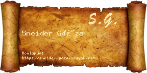Sneider Géza névjegykártya